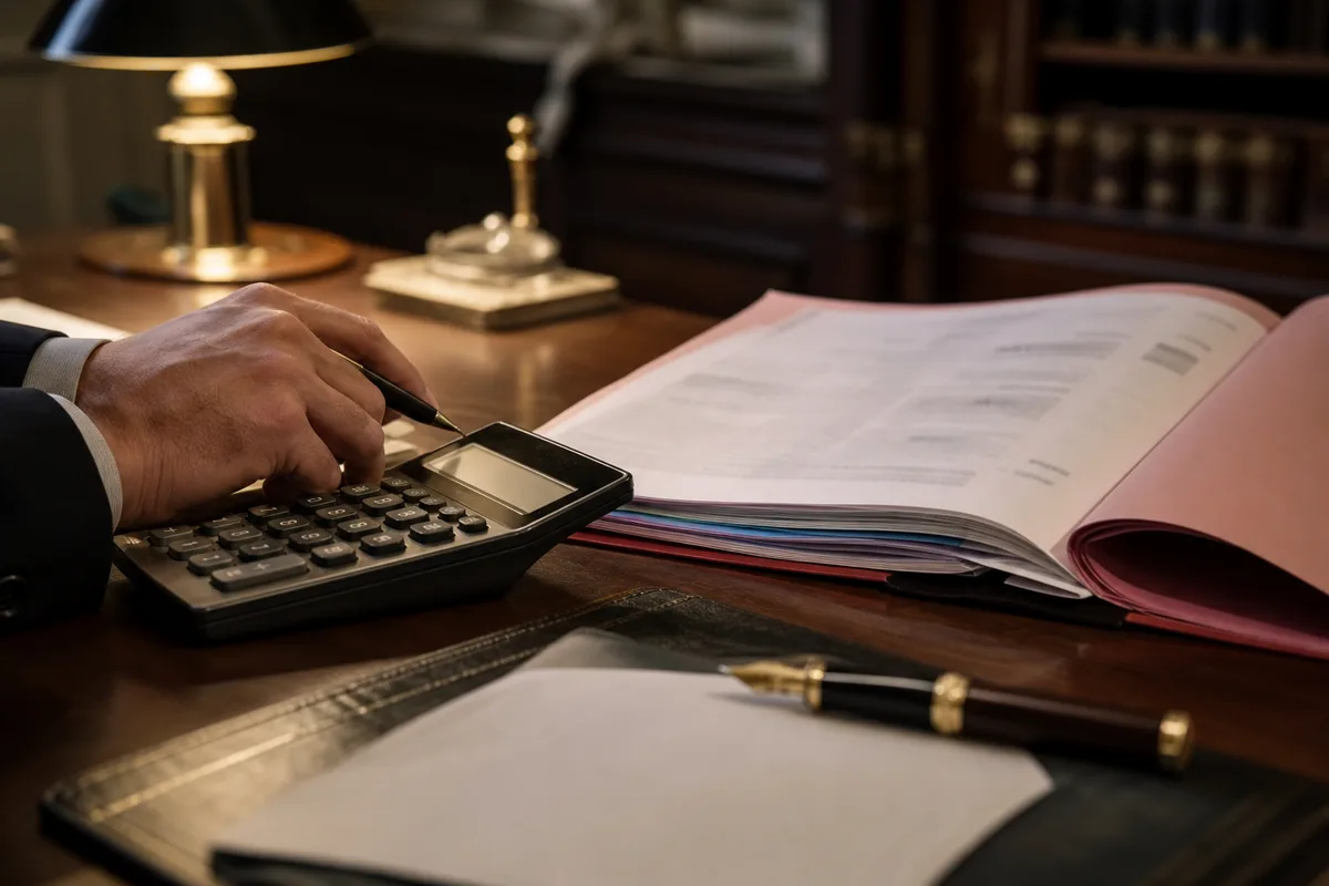 Calcul des droits de succession d’une maison sur un bureau de notaire